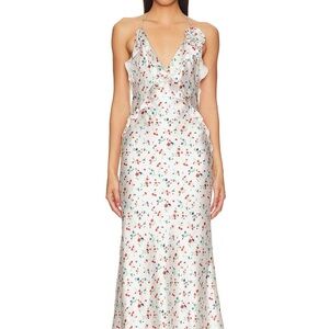 Bardot Strapless White Floral Dress